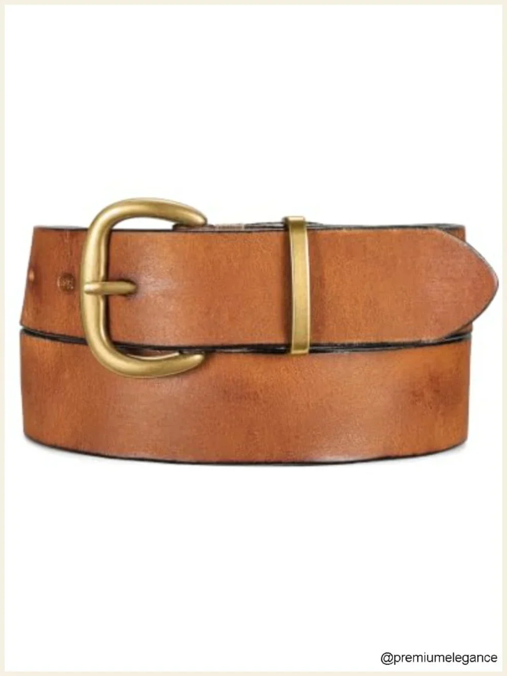 Vintage Full Grain Leather Belt for Jeans Gold Buckle Women